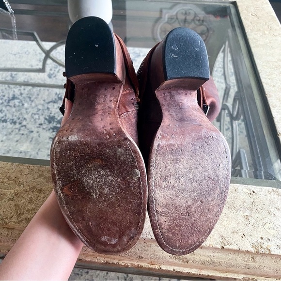 Freebird Boot Coy Buckle Strap Heeled Leather Slouchy Studded Rust 7 GUC - Picture 8 of 10